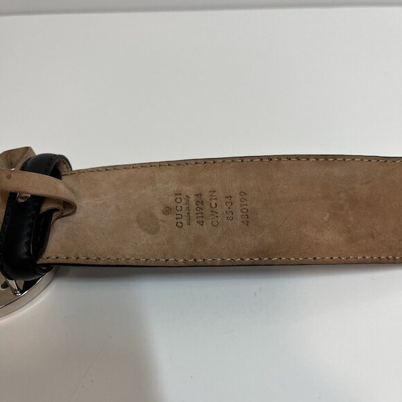 Gucci Embossed Black Belt with Silver GG Buckle - Picture 8 of 16